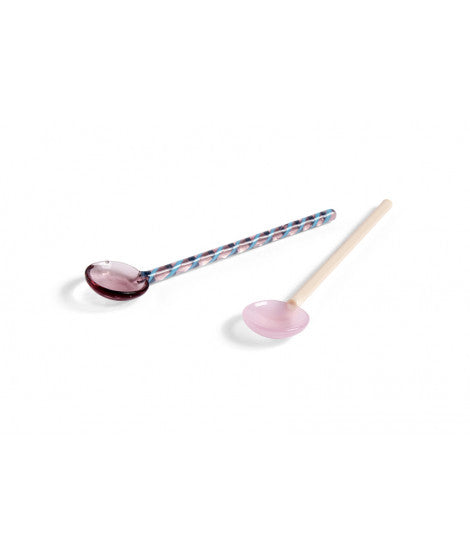 HAY DESIGN GLASS SPOONS SET Glass Spoons Set Aubergine and Light Pink
